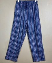 Vintage baja pajama pants medium patterned indigo loose fit lagenlook