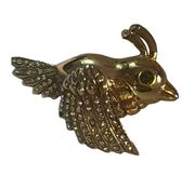 St. John gold and rhinestone vintage bird brooch