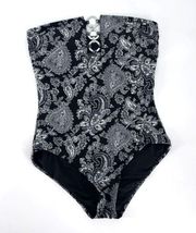 Michael Kors Womens Sweetheart Paisley Bandeau One-Piece Swimsuit  small