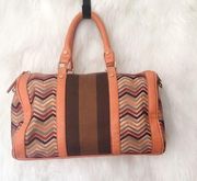 STREET LEVEL Orange Chevron Crochet Stripe Tote Bag