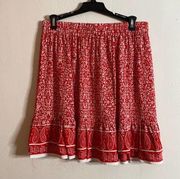 Christine Women's Red/White Hippie Mini Skirt Dress Paisley Print Size Small