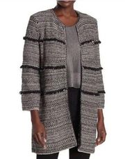 Nic+Zoe tweed black & white Striped Cardigan. Coatagian sweater jacket S