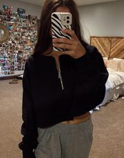 Half Zip Cropped Sweatshirt