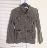 Dkny Womens Cargo Khaki Trench Jacket Longsleeve Utility Button Coat Size Medium