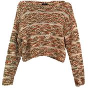 Privy Crop Striped Sweater M Fuzzy Vintage-Inspired