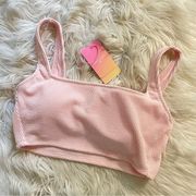 x Target Light Pink Textured Bralette Swim Swimsuit Top L new