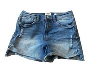 Kensie Jeans Denim Distressed High Rise Shorts Size 8