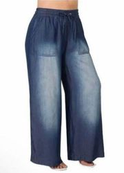 Drawstring denim pants wide legged zenana size L