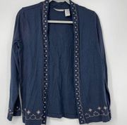 HASTING & SMITH PETITE OPEN FRONT CARDIGAN NAVY BLUE PETITE LARGE