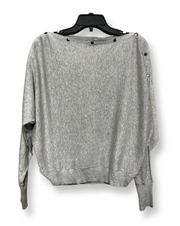 Womens Pullover Sweater Gray Heathered Studded Boat Neck Cotton S New