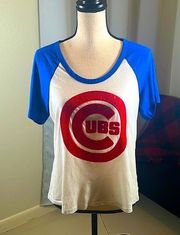 VICTORIA'S SECRET PINK White Chicago Cubs Bling Tee Shirt