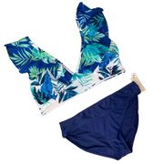 Peyton & Parker Blue Tropical Bikini Set Size 0X New