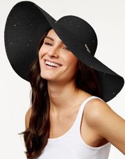 Women's Black Sequin Floppy Sun Hat/NWT