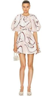 AJE Psychedelia Cut Out Mini Dress in Whimsical Dove 2 New Womens Cut out Party