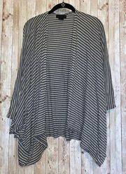 Steve Madden One Size Boxy Wrap Gray & White Stripe Open Cardigan