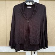 Bryn Walker One Button Cardigan Long Sleeve Black Women’s Size Medium Textured