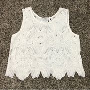 Acemi Women’s Floral Lacey White Crop Top Size Small