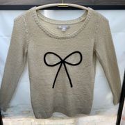 Women’s Lauren Conrad Metallic Bow Print Sweater