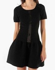 Maje Ambre Black Laser Cut Out Mini Dress Women's Size 2