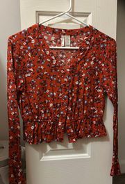 Orange Floral Blouse