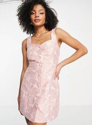 Chic Pink Floral Jacquard Mini Dress by Miss Selfridge - Size 14