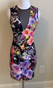 Clover Canyon Floral Mesh Panel Sleeveless Dress