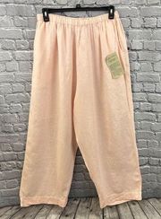 Flax by Jeanne Engelhart Pink Wide Leg Linen pants Lagenlook Size 3G 24-26 Pocke