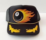 Eight Ball Flame Flaming Good Luck Retro Trucker Captain Hat New