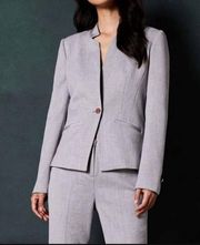 NWT Ted Baker Women Gray Tailored Blazer Jacket Textured Lined Size 4(us10)