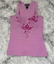 vintage pink tank top with beading