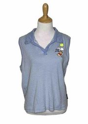Vintage 90s Disney Womens XL Winnie the Pooh Sleeveless Golf Polo Shirt Striped