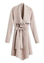 Cuyana | Wool Cashmere Knit Short Belted Wrap Coat Beige Size XS/S