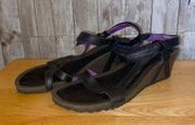 Women’s Teva Cabrillo Slingback Wedges Sandals Leather Black Strappy Size 6