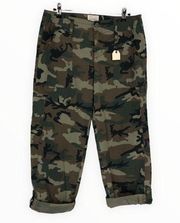 Sanctuary Standard Surplus Camo Roll Tab Hem Cropped Pants sz 26 NWT Camouflage