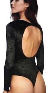 Victorias Secret Womens Crushed Velvet Plunge Cutout Bodysuit Size M/L Black NWT