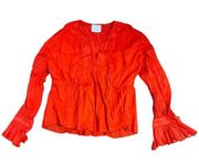 Cinq à Sept Red-Orange Bell Sleeve Top