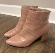 Pink Snakeskin Booties 