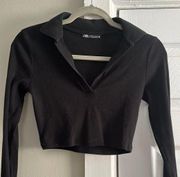 ZARA black cropped long sleeve