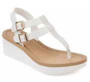 Journee Collection Bianca Women's Wedge Sandals in White Size 9 MSRP $60