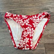 Vintage 90s Red & White Hibiscus Print High Leg Bikini Bottoms Size XS