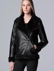 Simply Vera Wang Faux Leather Shearling Jacket