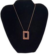 NWOT Vintage Park lane square gold tone crystal like accents long chain necklace