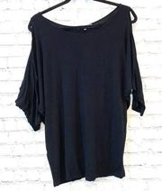 Emma’s Closet Black Cold Shoulder Three Quarter Sleeves Top