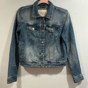 Women’s Cropped light didtressed Jean Jacket Size M