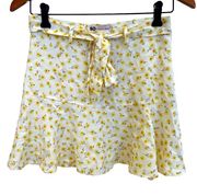 Womens Juniors S Flounce Mini Skirt White Floral