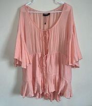 white fox romper boho size medium light pink flowy summer beach vacation