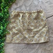 J Crew Metallic Leopard Animal Print Silk Blend Mini Skirt Gold Beige Size 6