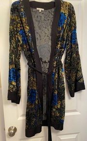 Sheer Willow and clay velvet floral robe in size small bohemian duster boho