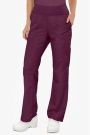 Healing Hands Purple Label Tori 5 Pocket STRETCH Yoga Scrub Pants Wine Size XS