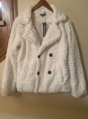 NWT  Double Breasted Faux Fur Teddy Coat